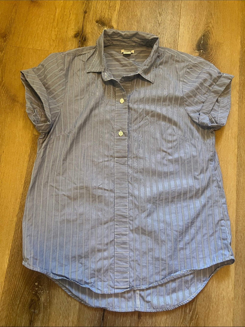 J. Crew Medium Light Blue Striped Button-Up Shirt